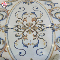 Carreaux de marbre à jet d'eau de fleurs Motif de sol design Matériaux de construction Conception de médailles Carreaux de sol à jet d'eau incrustés de marbre
