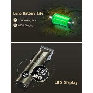 Tondeuse à cheveux sans fil professionnelle, kit de toilettage électrique pour hommes, pour cheveux, barbe, corps, nez, visage, IPX7, USB, US, pour camping-car - Product Image 4