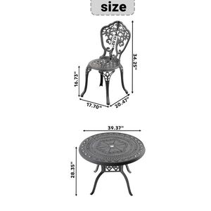3-Piece All-Weather Cast Aluminum Bistro/<b>Patio</b> Dining <b>Set</b> with Black Frame - Product Image 6