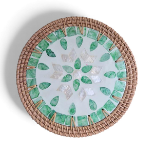Mother of Pearl <b>Placemat</b> with <b>Rattan</b> for Bulk Wholesale Orders Featuring Cost Effective Pricing From Vietnam - Product Image 1