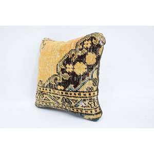Gold Kantha Patchwork Wool <b>Pillow</b> 12x12 Inch Vintage Embroidered Print Cushion Rustic Home Decorative <b>Throw</b> <b>Pillow</b> for Floor Use - Product Image 4