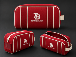 Custom Logo Red Polyester Travel <b>Toiletry</b> Bag Cosmetic Organizer Pouch | Zipper Wash Bag Carry Loop Hanging Feature | Bathroom - Product Image 4
