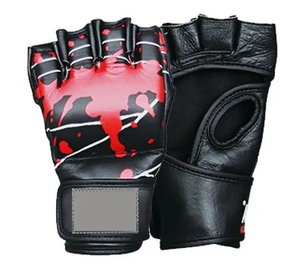 ถุงมือ MMA แบบครึ่งนิ้ว หนัง PU สีดำลายพรางสีแดง ดีไซน์สำหรับปิดแบบปรับได้ สายรัดข้อมือแบบปรับได้ สำหรับทุกเพศ เหมาะสำหรับการฝึกซ้อมศิลปะการต่อสู้ - Product Image 1