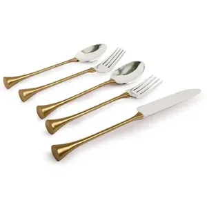 Juego de cucharas para servir de diseño de tendencia, vajilla de acero inoxidable con espejo, utensilios de cocina, Color gris, perfecto para bodas y comedor - Product Image 4