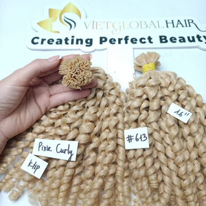 Rizado doble dibujado mejor calidad cabello K punta cabello vietnamita virgen cutícula alineada cabello rubio color - Product Image 2