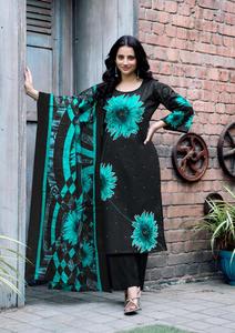 Imprimé numérique en coton lourd entièrement cousu avec haut exclusif pour le travail manuel avec pantalon et coton Collection Dupatta Party Wear - Product Image 2