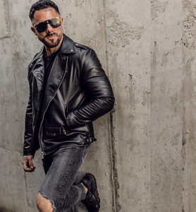 New Arrival Men's Cowhide Leather Jacket Premium Quality Streetwear Style Factory-Made <b>Canvas</b> <b>Plain</b> Dyed Men's Fashion Design - Product Image 5