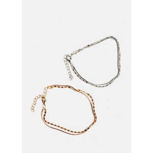 Pulsera de Tobillera de Doble Capa Chapada en Oro de 18K con Tecnología de Incrustación Personalizada con Diamantes y Perlas para Fiestas - Product Image 2