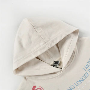 เสื้อฮู้ดดี้ครอปพิมพ์ลายกราฟิกด้วยเทคนิค DTG ผ้าคอตตอน 100% หนัก 450 GSM ไม่มีเชือก ทรงโอเวอร์ไซส์ สำหรับผู้ชาย พร้อมโลโก้สั่งทำ - Product Image 3