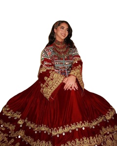 Low MOQ New Afghan Vintage <b>Dresses</b> Top Selling Georgette Chiffon Afghani Frock in Custom Colors with Lace Decoration For Wedding - Product Image 1