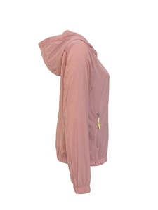 New Lightweight <b>Pink</b> Full Sleeve Zipper <b>Waterproof</b> Hooded Women Windbreaker <b>Jacket</b> Plus Size Color Block Crop Top Outdoor Wear - Product Image 2
