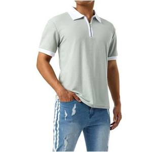 Polo de manga corta de color contrastante, Polo personalizado transpirable a la moda para hombre con cremallera de algodón de talla grande - Product Image 5