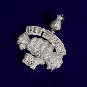 Sac d'argent glacé Pendentif en diamant Moissanite Get Money First Micro Paved Hip Hop Pendentif pour homme en argent sterling 925 - Product Image 3