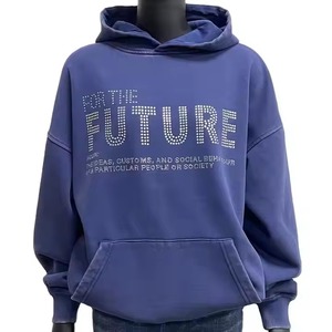 Nueva llegada 2025 personalizado 380 500gsm Sudadera con capucha para hombre French Terry Fleece All Over Print Rhinestone pulóver Sudadera con capucha para hombre - Product Image 1