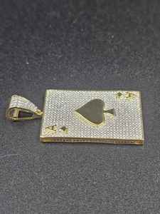 Colgante de Moissanita As de Espadas con Diamante Redondo de Plata 925 Bañada en Oro para Fiesta, Joyería Fina, Colgantes y Dijes - Product Image 5