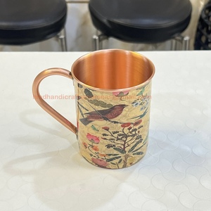 Taza de mula de Moscú de barril martillado de cobre puro con mango de latón con acabado de alta calidad, las mejores tazas de la mejor calidad - Product Image 4