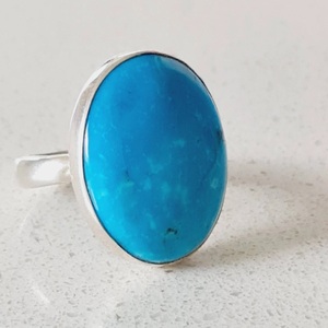 Turquoise Gemstone Oval Cut Diamond 925 Sterling Silver Handmade <b>Statement</b> <b>Ring</b> Classic for Wedding Christmas Sale Gift for Her - Product Image 3