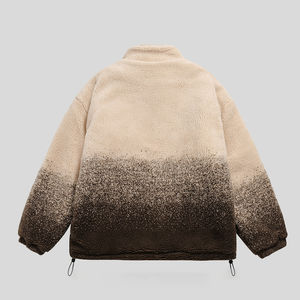 Nouvelle veste en polaire sherpa surdimensionnée à col montant en laine à dégradé de couleurs personnalisées pour l'hiver pour hommes - Product Image 2