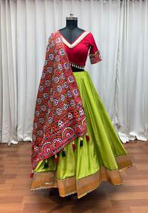 ออกใหม่ออกแบบ chaniya choli กับ dupatta คอลเลกชัน lehenga ยาว (เย็บ) 40นิ้วยาว42เอว - Product Image 1