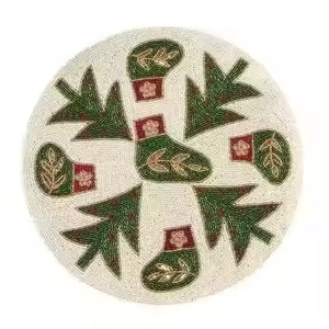 Hot Selling Wedding Party Round Beaded Coaster Beads Placemat Luxurious Glass Bead <b>Table</b> Coasters - Product Image 3