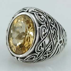 925 Sterling <b>Silver</b> Citrine <b>Ring</b> Natural Yellow Gemstone Handmade Oval <b>Statement</b> Promise Jewelry Cut Stone November Birthstone - Product Image 5