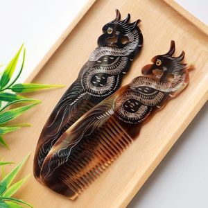 REFER COLORES CUERNO BUFFALO PEINES AL POR MAYOR Peines de cuerno antiestáticos naturales para regalos de vacaciones por artesanía de media luna - Product Image 2