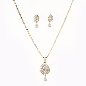 Calidad de exportación de juego de colgante de cadena de diamante americano hecho a mano clásico 423166 con chapado en 2 tonos - Product Image 1