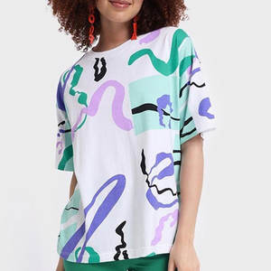 เสื้อยืดลำลองผู้หญิงสำหรับฤดูร้อน ผ้าฝ้าย 100% คุณภาพสูง ดีไซน์คอกลม แขนสั้น - Product Image 1