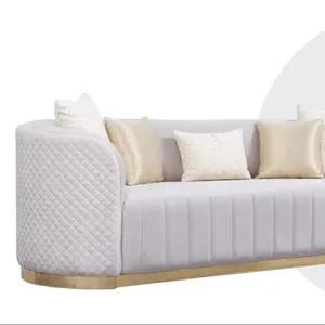 Sofá de luxo conjunto de sofá oval móveis estofados 3 + 2 + 1 veludo têxtil 3 peças