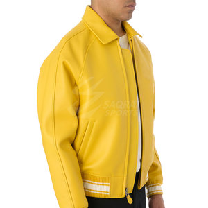 Veste d'hiver imperméable en cuir pour hommes blouson aviateur en cuir à logo personnalisé nouveau design en gros pour hommes - Product Image 6