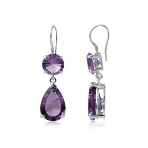 Bijoux fins de bonne qualité en argent sterling 925 pierre d'améthyste naturelle bijoux de boucle d'oreille - Product Image 3
