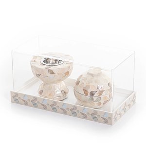 Elegante juego de quemador de incienso de nácar, juego de bandeja con incrustaciones de fregona, caja de quemador hecha a mano, juego de bandeja de quemador Bakhoor de nácar - Product Image 3