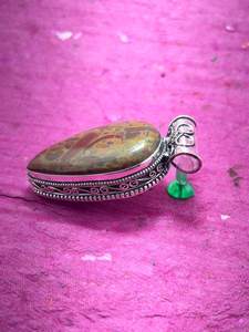 Colgante de piedras preciosas de jaspe con forma de pera hecho a mano, joyería de plata esterlina, collar elegante, regalo para ella - Product Image 4