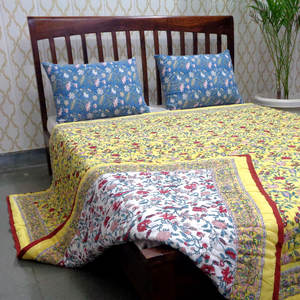 Luxury Organic Cotton Queen Size Quilt Hand Block Printed Trending New <b>Quilted</b> <b>Bed</b> <b>Spread</b> with Quality Assurance for Hotels - Product Image 4