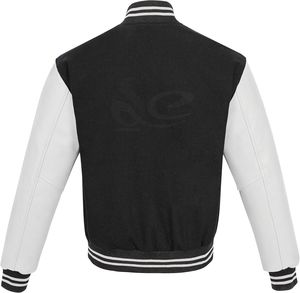 Chaqueta Universitaria Vintage de Diseño Personalizado, Chaqueta de Invierno para Hombre, Cuerpo de Lana Negra, Mangas de Cuero Vacuno Blanco, Transpirable - Product Image 2