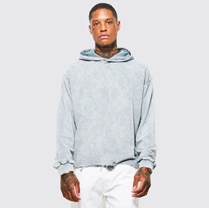 เสื้อมีฮู้ดแฟชั่นใหม่ของผู้ชายสีทึบโอเวอร์ไซส์มีฮู้ดวินเทจสะพายไหล่ทรงหยดน้ำ - Product Image 6