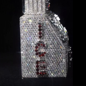 Pendentif Hip Hop personnalisé entièrement glacé Argent 925 VVS Moissanite Lettre rouge Détaillant Pendentif ICE Box plaqué rhodium - Product Image 5