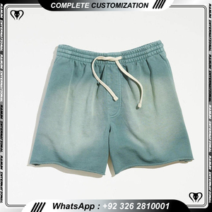 กางเกงขาสั้นผู้ชายวินเทจซักด้วยกรดเหงื่อออกวิ่งลำลองตามสั่ง - Product Image 3