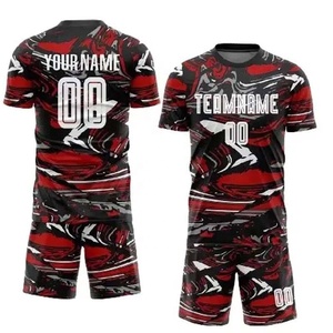 Conjuntos de uniformes de fútbol por sublimación OEM, camisetas de fútbol al por mayor en tejido de poliéster transpirable, Manga corta sólida personalizada - Product Image 5