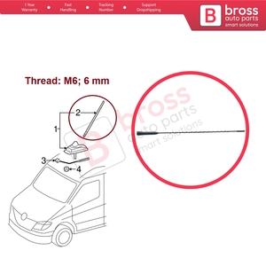 Antena de techo BSP841 para radio AM FM, varilla M6 de 6 mm para Sprinter 906 Crafter MK1 30-35 2E 2F 9068200475 - Product Image 5