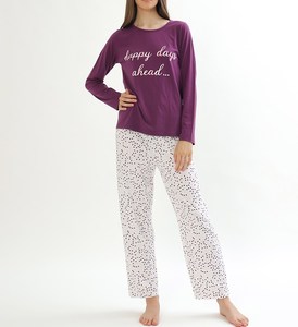 Women's Casual Fashion <b>Pyjamas</b> ODM Supply 100% Cotton Soft Smooth Jersey Fabric with Elastic Waist Closure <b>for</b> <b>Summer</b> Spring - Product Image 1
