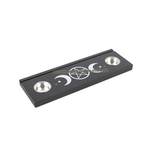 Portavelas de luz de té de madera personalizado al por mayor con logotipo de triple Luna y pentagrama para centros de mesa de boda - Product Image 3