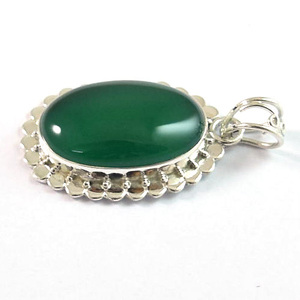 Pendentif en argent sterling 925 onyx vert automne automne hiver gothique punk décontracté ethnique Hip Hop western rétro bohème bijoux - Product Image 1