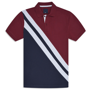 Men's 100% Cotton Casual Eco-Friendly Maroon Block Pique for Polo <b>Shirt</b> Solid Pattern with <b>Half</b> Sleeves <b>Buttons</b> Front Logo - Product Image 1