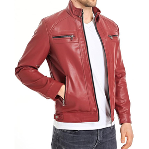 High Street Vintage Chaqueta de cuero a rayas para hombres Estilo americano Splendid Feeling Windbreaker con chaqueta con soporte para hombres - Product Image 3