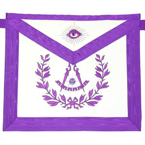 Wreathed Past Master Embroidered Border Masonic <b>Apron</b> - Product Image 5