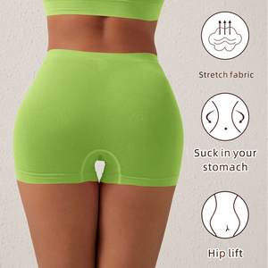 Shorts Bermuda en coton respirant à taille mi-haute avec contrôle du ventre et taille élastique pour la salle de sport, le yoga, la course à pied, l'entraînement et la danse - Product Image 2