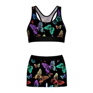 Low MOQ Sublimation Solid Floral Women Two Piece <b>Sports</b> <b>Bra</b> Scrunch Butt Shorts Mid Waist Seamless Front Fitness Training Gym - Product Image 4