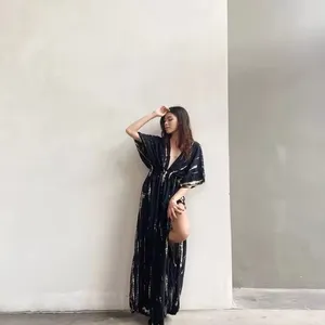 Designer Silk Blend Kaftan Free Size Women Clothing Casual Abaya Muslim African Long Beach Cover Up Silk Kaftan