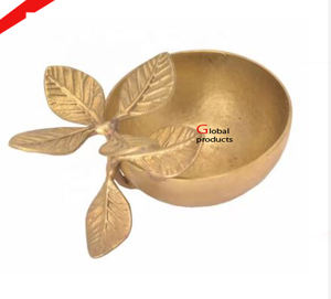 Bol de service à salade et à nourriture en acier inoxydable d'aspect moderne en métal avec design à la feuille d'or pour restaurant et bar d'hôtel - Product Image 3